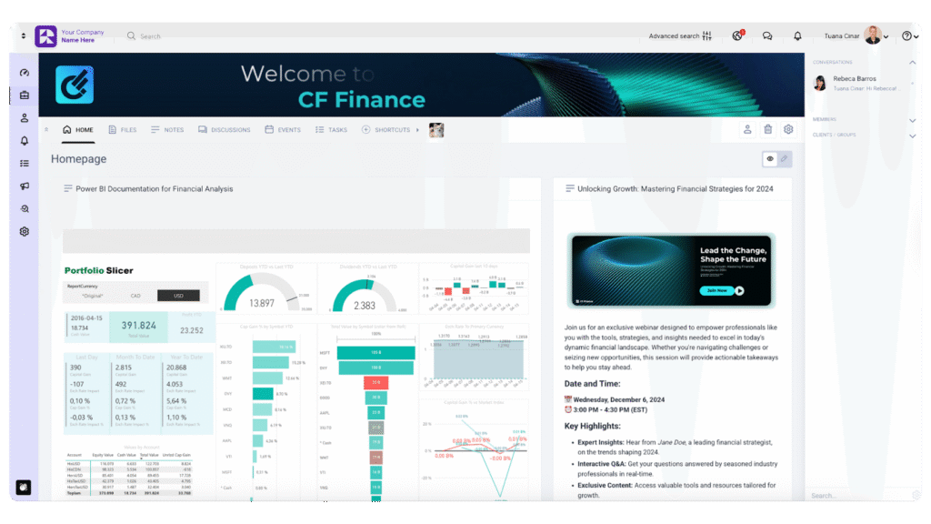 Clinked client portal interface 2026. Image powered by FuseBase.