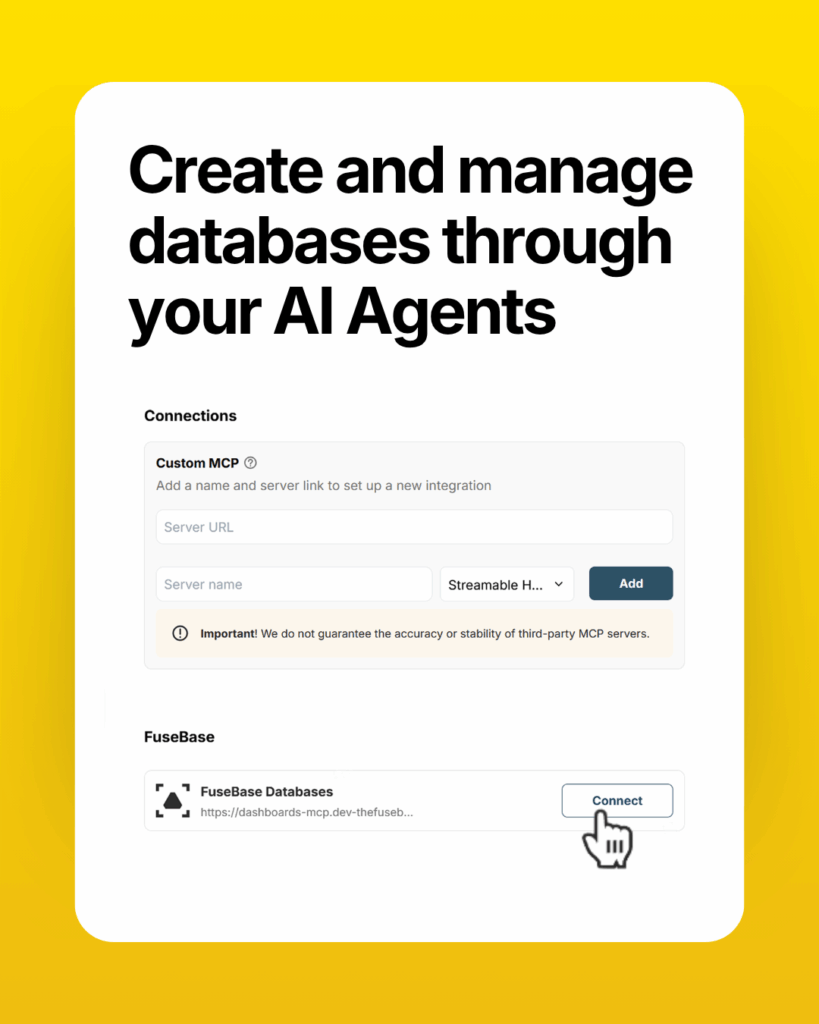 Create and Manage Databases Through an Agent. Image powered by FuseBase.